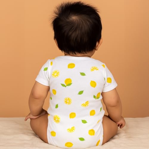 Moms Home Soft Organic Cotton Unisex Baby Onesie/Bodysuit Pack of 5 - (3-6 Months) Mix Designs