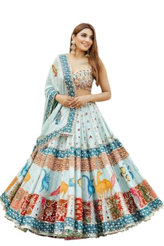 Women's Sky Blue Chaniya Choli for Navratri