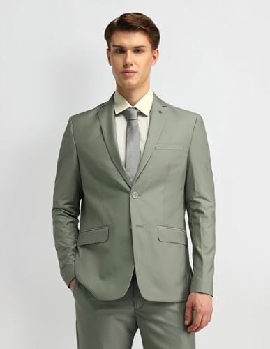 Arrow Men's Polyester Classic Business Suit Pants Set (ARAISU5564_Medium Green