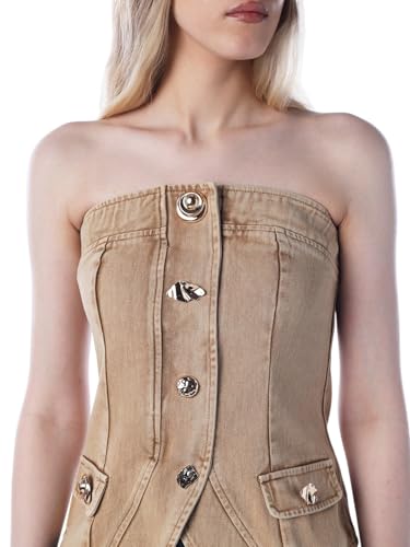 ONLY Women's Solid Slim Fit Brown Waistcoat