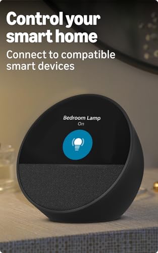 Amazon Echo Spot (latest model), Smart alarm clock with vibrant sound, Alexa and Bluetooth | Black