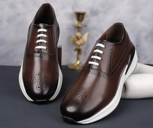 LOUIS STITCH Men's American Tan Sneakers Shoes Casual Sneaker for Men Patina Finish Cushion Sole Breathable Inner (SNK-BG) (Size- 6 UK)
