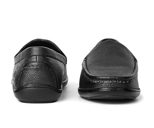 LOUIS STITCH Men's Raven Black Slip-On Loafers | Ultra Lightweight Slip-On Solid Formal Shoes for Men | Loafers with All-Day Comfort | LSFLPDMPUJB | UK-6