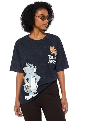 Max URB_N Women Tom & Jerry Oversized T-Shirt (Black_S)