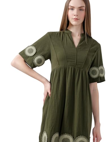VERO MODA Women's Fit and Flare Green Dress
