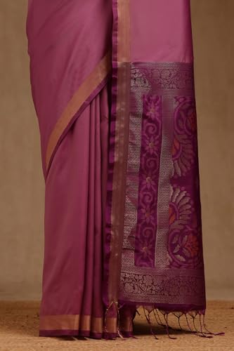 Soch Womens Lavender Silk Solid Saree
