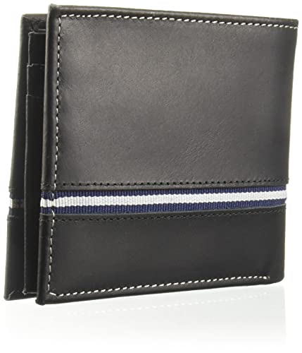 Nautica Men's Bifold Leather Wallet | RFID Blocking | ID Window | Card Slots | Organization | Durable | Stylish, Logo Ribbon - Black, One Size, Bifold Leather Wallet | Rfid Blocking | Id Window | Card