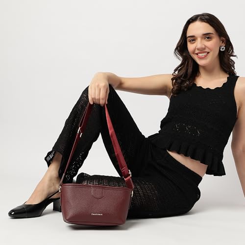 Fastrack Main Character Sling Bag for Women | Compact Crossbody with Magnetic Closure Flap, Adjustable Strap & Internal Zipper Pocket | Trendy Everyday Sling Bag