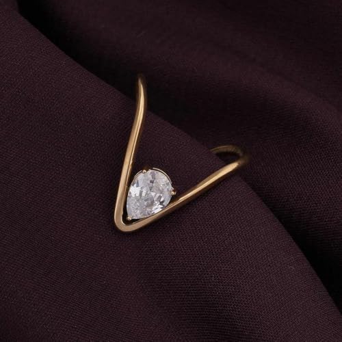 PALMONAS Trendy Vee Ring (Size-6) for Womens - Waterproof & Anti-Tarnish