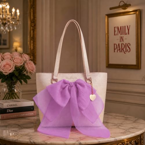 Caprese X Emily in Paris Ellen Large Tote Shoulder Bag for Women with Multi-Compartment Interior, Handbag for Work, Travel & Occasion& Exclusive Parisian Metal Charm