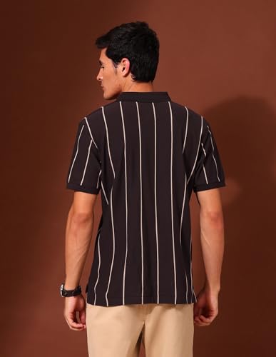 U.S. POLO ASSN. Men's Vertical Striped Classic Polo Shirt Brown