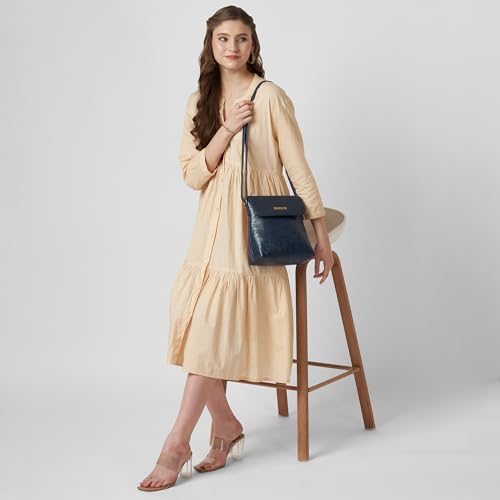 Caprese Pupa Large Crossbody Bag for Women with Adjustable Strap | Versatile Handbag with Zipper & Magnetic Button Closure for Everyday Use, Travel, and Special Occasions (Navy Blue)