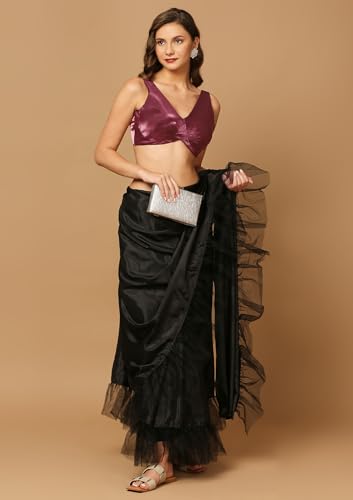 Salwar Studio Women's Maroon Ruched Saree Blouse-RI-0028-MRON-36