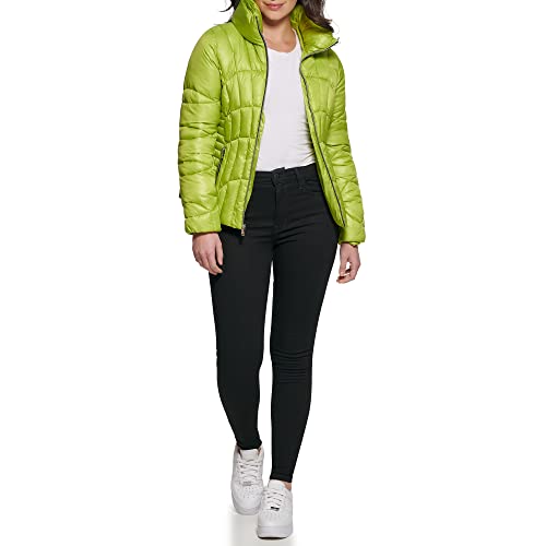 GUESS Women's Quilted Puffer Jacket, Lime, M