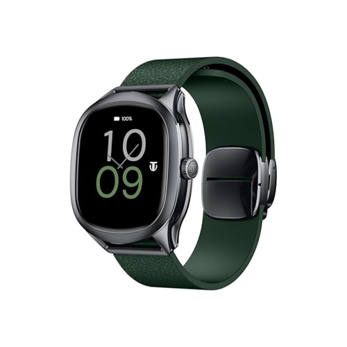Titan EVOKE S Smartwatch with 1.7” AMOLED Display,1000 Nits, AI Watch Faces, Rotary Crown, AI Chat, Smart Glance, Flush strap Transition,Magnetic Precision Buckle,BT Calling, 24/7 Health Suite - Green
