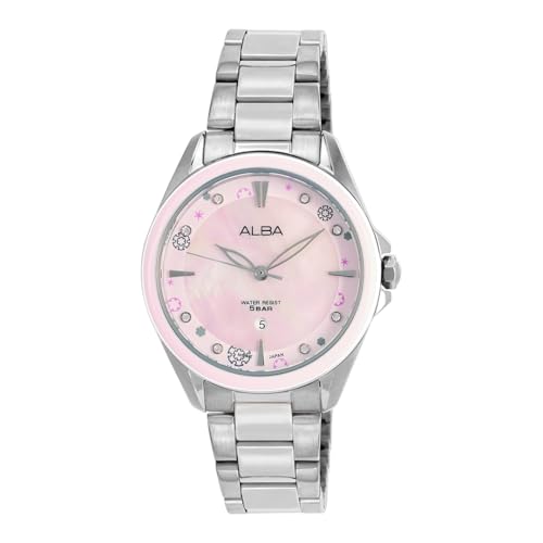 ALBA Pastle Pink Mother of Pearl Patterned Dial Watch AH7DV7X1, Elegant Women’s Timepiece