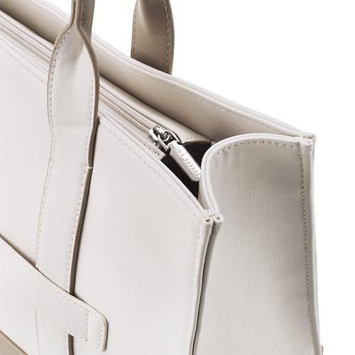 Lino Perros Womens Color-Blocked Commuter Tote Bag, Cream
