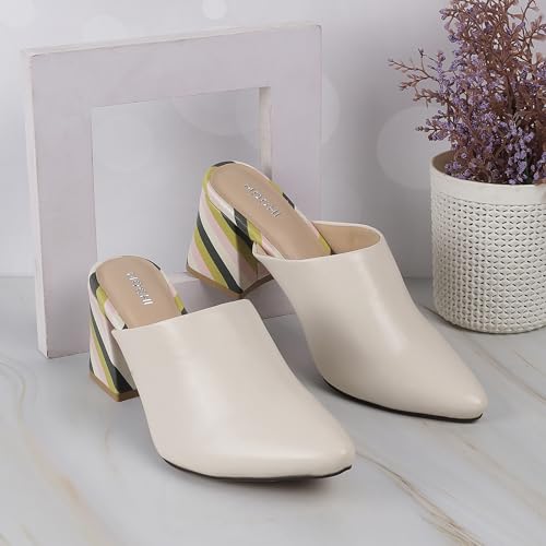 Mochi Women's Black Pointed Toe Block Heel Mules UK/8 EU/41(31-685)