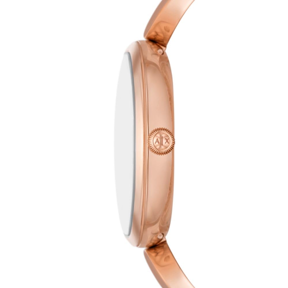 Armani Exchange Stainless Steel Analog Brown Dial Women Watch-Ax5384, Rose Gold Band