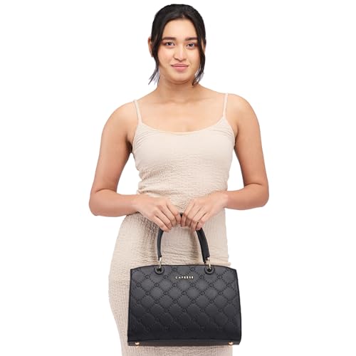 Caprese Brianna Satchel for Women (Medium, Black)
