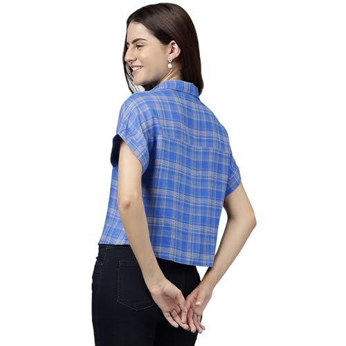 Latin Quarters Women's Blue Yarn Dyed Rayon Blouse_XXXL