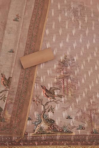 Soch Womens Earth Linen Woven Design Unstitch Dress Material With Sequins