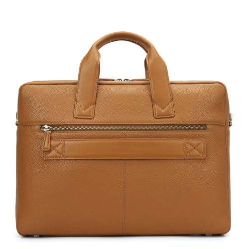 Da Milano Leather Laptop Bag for Men & Women | Laptop Messenger Bag | Ideal for Office Purpose | Fits Upto 15" Laptop - Caramel Brown