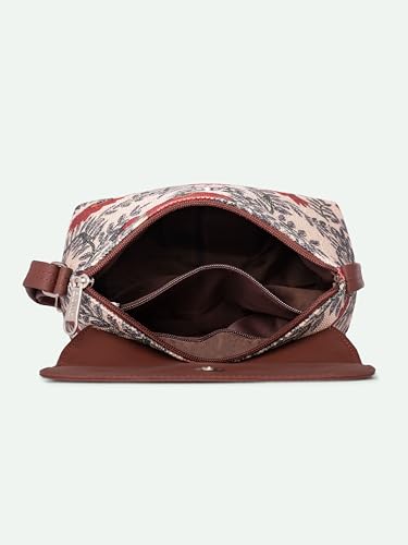 ZOUK Nawabi Couture Floral Printed Women’s Jute Sling Bag | Handcrafted Vegan Leather Multicolor Flap Shoulder Bag
