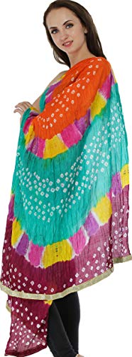 Exotic India Women's Silk Dupatta (SWI09_Spicy Orange_Free Size)