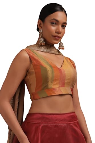 Soch Womens Multicolour Tissue Striped Padded Blouse