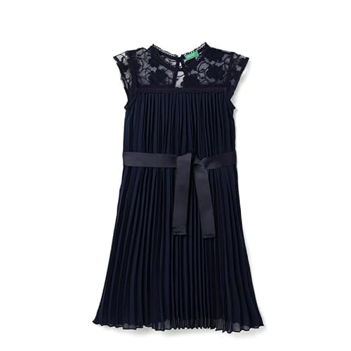 United Colors of Benetton Regular Fit Round Neck Lace Dress Blue