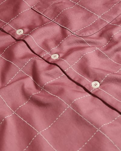 MUFTI Men Casual Shirt | Slim Fit Half Sleeve Spread Collar Checkered Design | 100% Cotton Breathable Fabric for Smart Casual & Everyday Wear| Muted Rose Pink 6XL
