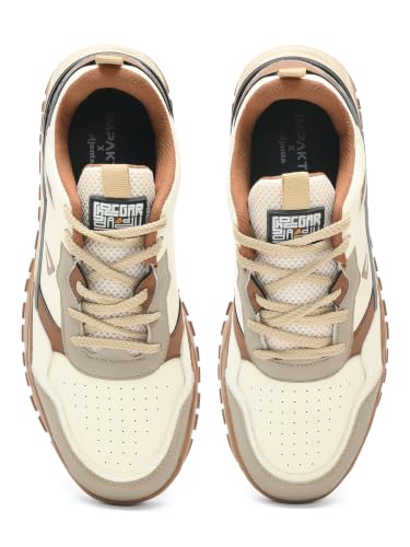 Impakto Shoegardaddy Men’s Sneaker | Lightweight Casual Shoes for Gym, Walking & Casual Outing | Anti-Skid Sole & Soft Cushioned Insole | Low Top Sneakers Beige
