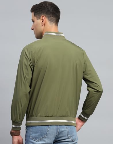 Monte Carlo Mens Solid Green Mock Neck Full Sleeve Jacket (224066863-5-44)