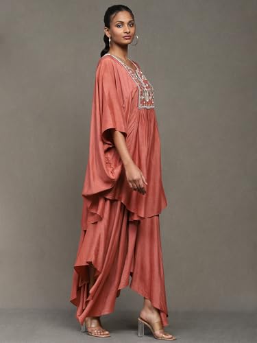 Ritu Kumar Rust Solid Silk Kurta with Palazzo