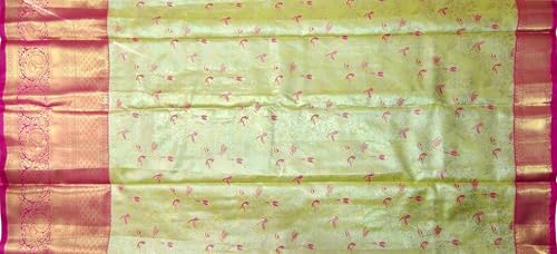 VFCollections Women's Traditional Handloom Kanchipuram Silk Pure Pattu Sarees | Rich Zari Woven Design | Bridal Saree | Unstitched Blouse-8 (VFC725-3)