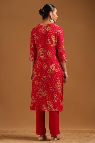 Soch Womens Fuchsia Desert Storm Floral Kurta Set With Thread Work