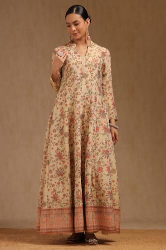 Soch Womens Beige Tissue Botanical Salwar Suit With Cutdana