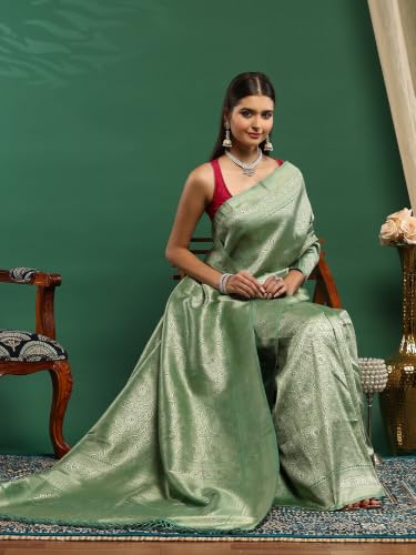 Meena Bazaar Women's Art Silk Saree | Elegant Designer Silk Saree | Soft Lightweight Traditional Ethnic Saree for Wedding, Festival, Party & Special Occasions
