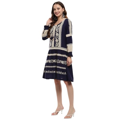 Indigo Cotton Tiered Dress
