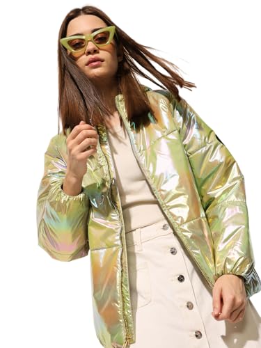 ONLY Women's Solid Regular Fit Green Jacket