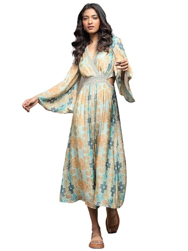 Ritu Kumar Aqua Blue Printed Long Dress