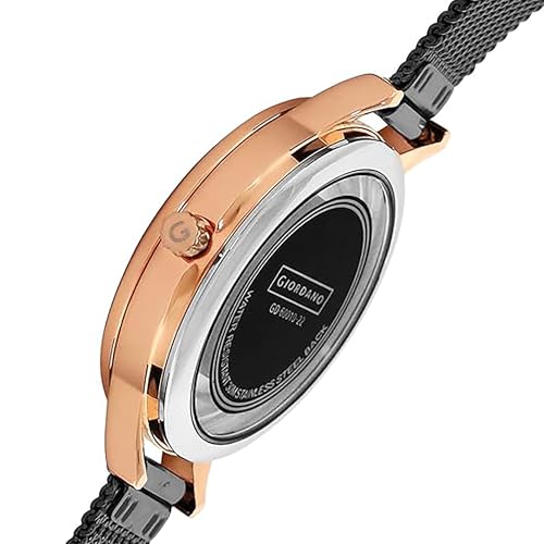Giordano Analog Watch for Women with See Through Elegant Dial with Stainless Steel Strap|Round Shape Fashion Wrist Watch for Ladies|Girls to Compliment Your Look GD-60010