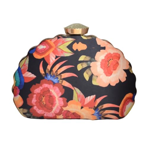 Artklim Black Floral Printed Clutch