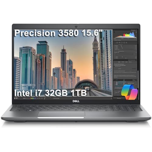 Dell Precision 3580 Mobile Workstation Laptop (15.6" FHD, Intel 10-Core i7-1355U vPro, 32GB RAM, 1TB SSD) for Business, Engineer, Backlit, 4G LTE, Wi-Fi 6E, 1080p IR Webcam, 3-Yr Warranty, Win 11 Pro