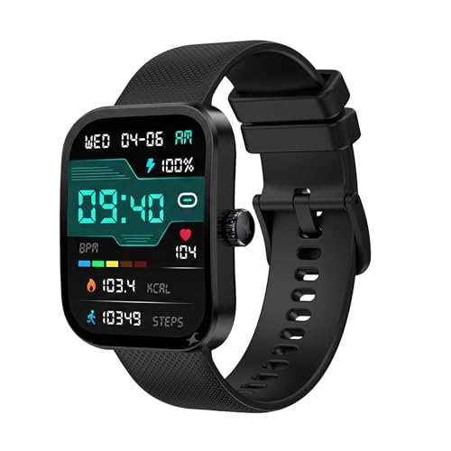 Fastrack Revoltt FS3 Smart Watch with 2.01” TFT Display,Push Button Interactions, HRM, SpO2, Sleep, Multiple Menu Style, Rotary Crown, IP68, BT calling, 24/7 Health Suite, Alarm,Stopwatch,Timer- Black