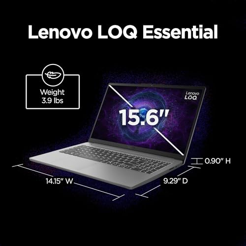 Lenovo LOQ Essential – AI-Powered Student Gaming Laptop - Intel® Core™i5-12450HX - 15.6" FHD IPS Display – 144Hz Refresh Rate – NVIDIA® GeForce RTX™ 4050 – 8GB Memory – 512GB SSD Storage – Luna Grey