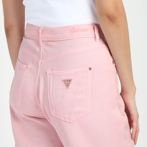 GUESS Women's Pink Lyocell Solid Relaxed Fit Jeans