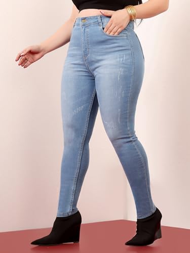 Miss Chase A+ Women's Skinny Fit High Rise Regular Length Stretchable Denim Jeans (APSS19DEN08-27-31-40, Cobalt Blue, 40)