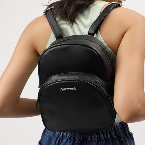 Fastrack Ivory Black 2 Compartment College Backpack For Women, Girls & Ladies | Stylish And Trendy Backpack | Everyday Backpack For College And Office Use